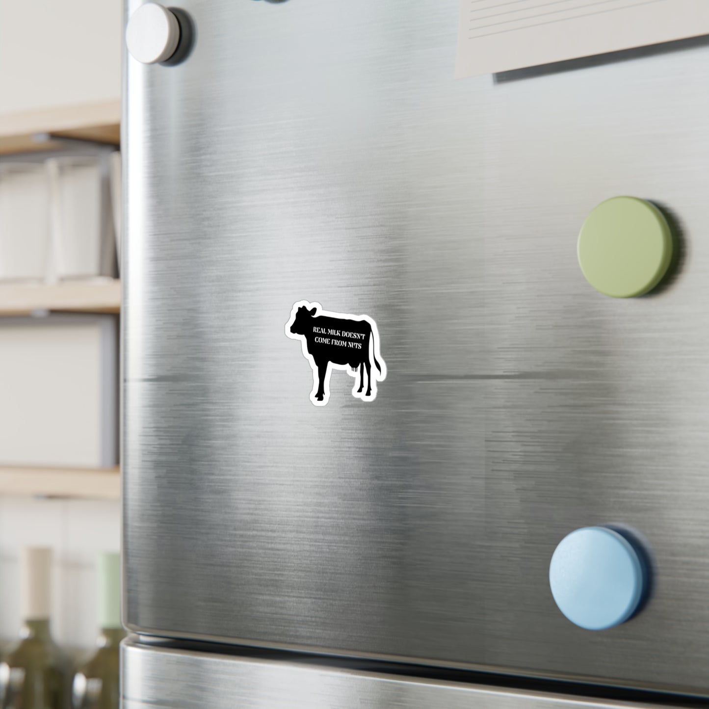 Cow Vinyl Decal - 'Real Milk Doesn't Come from Nuts' Sticker for Fun Home Decor
