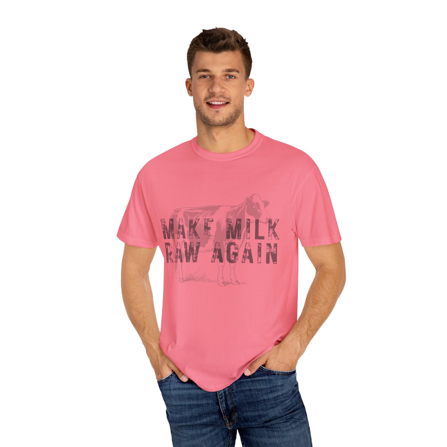 Make Milk Raw Again Unisex T-Shirt, Funny Cow Tee, Farm Animal Shirt, Gift for Dairy Lovers, Quirky Casual Wear