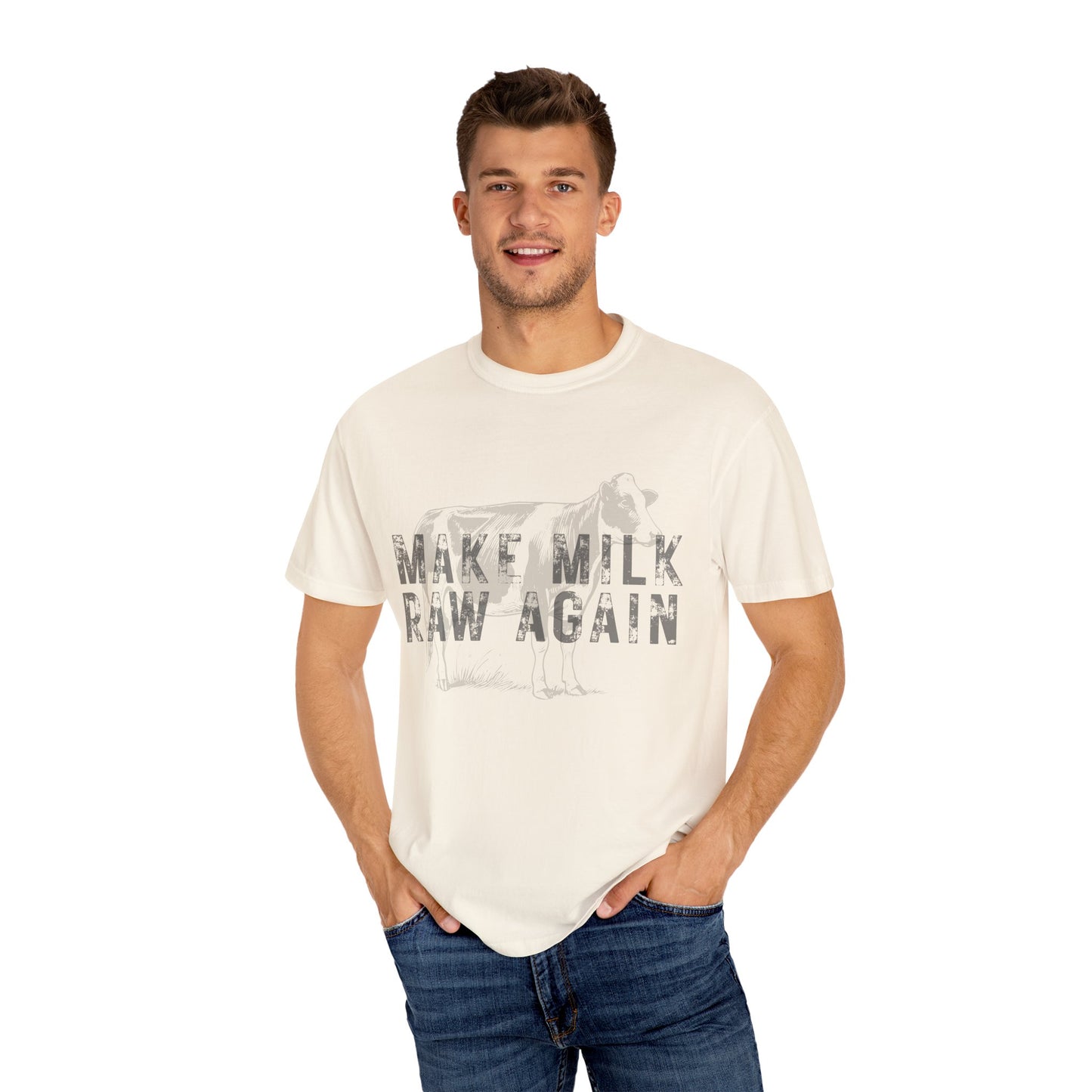 Make Milk Raw Again Unisex T-Shirt, Funny Cow Tee, Farm Animal Shirt, Gift for Dairy Lovers, Quirky Casual Wear