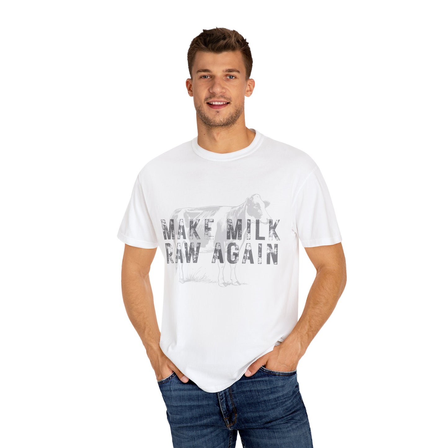 Make Milk Raw Again Unisex T-Shirt, Funny Cow Tee, Farm Animal Shirt, Gift for Dairy Lovers, Quirky Casual Wear