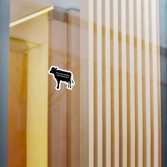 Cow Vinyl Decal - 'Real Milk Doesn't Come from Nuts' Sticker for Fun Home Decor
